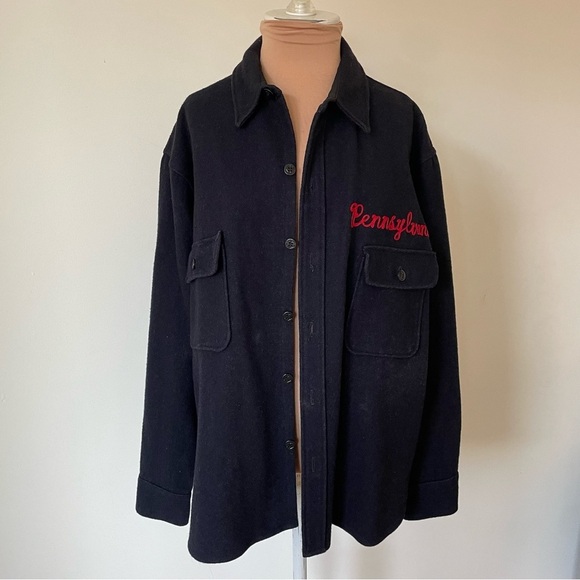 Vintage 1969 University of Pennsylvania Princeton Sportwear Wool Button Down L - Picture 4 of 11